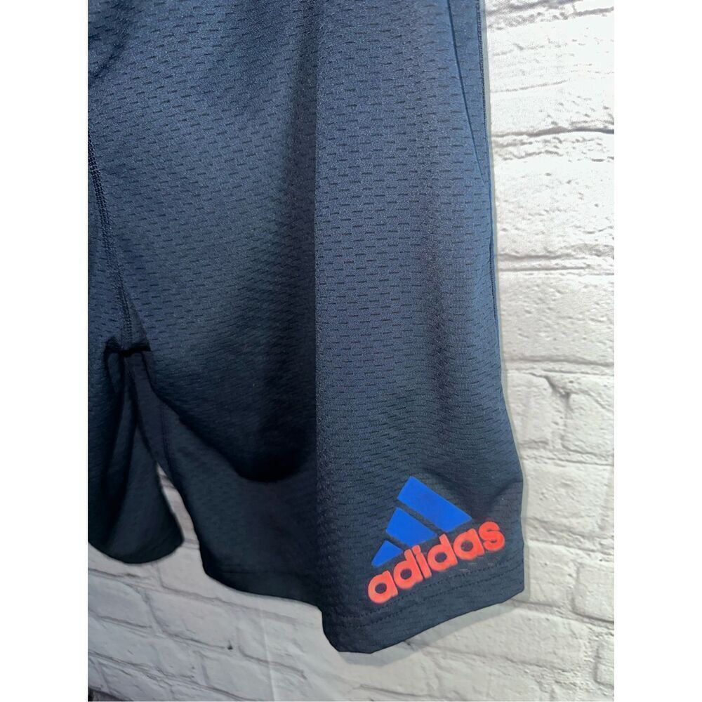Adidas Men's Large Designed 2 Move Climacool 3-Stripes Shorts Orange/Navy Blue/B - Picture 2 of 9